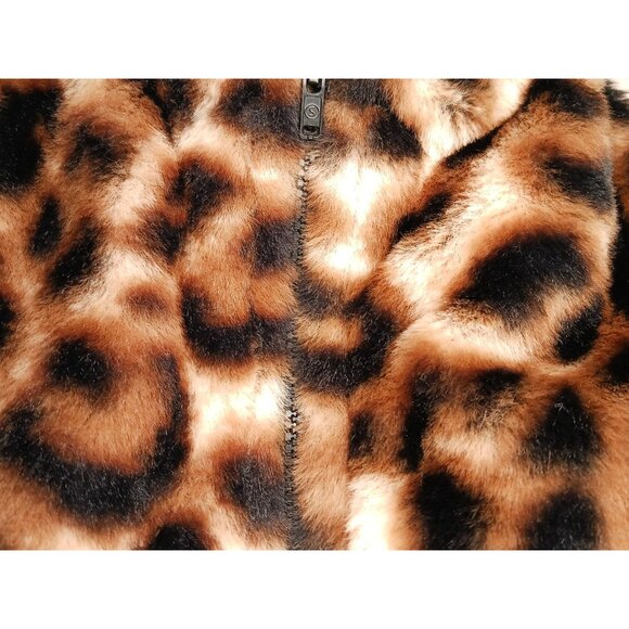 SHEIN Brown Tan Leopard Print Faux Fur Full Zip Cropped Halter Vest Womans S - Picture 8 of 12
